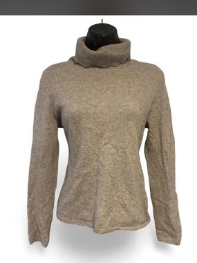 Sutton Cashmere Lightweight Taupe Turtleneck Sweater
